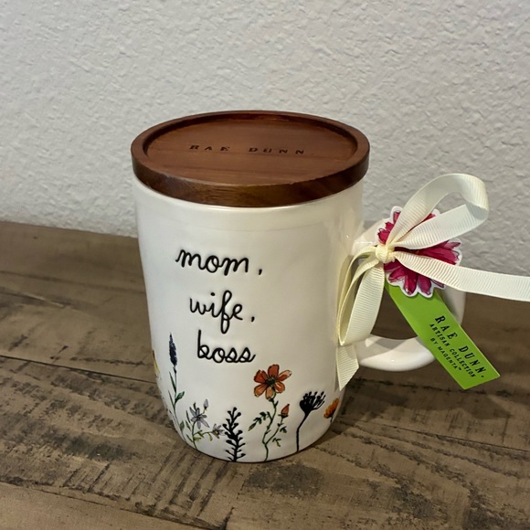 Rae Dunn Other - Rae Dunn Mom Mug with Wood Lid with Colorful Flowers.